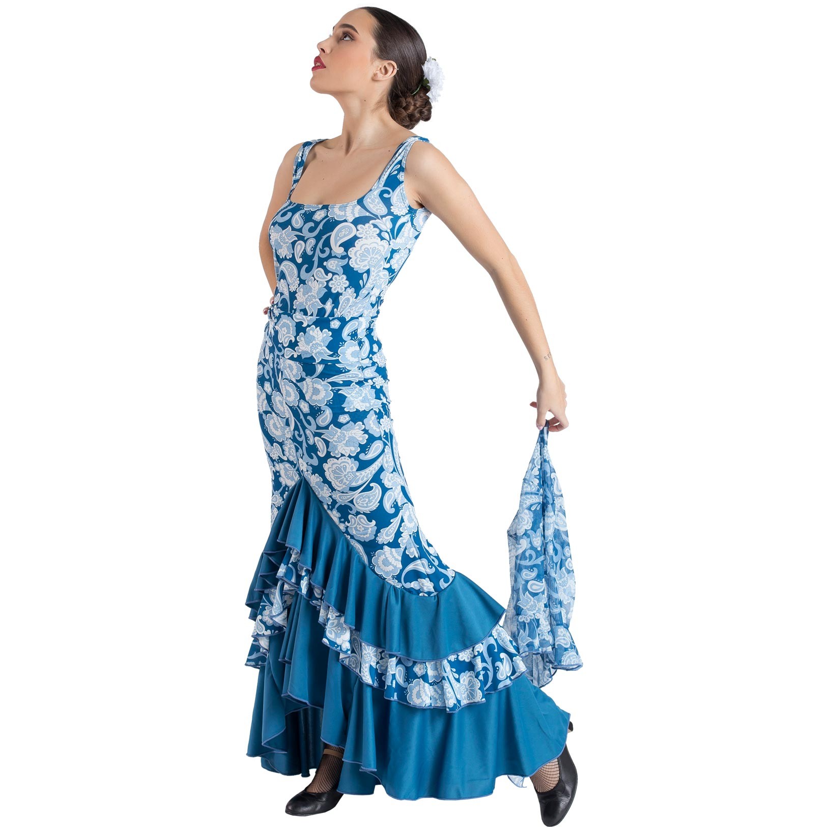 Printed flamenco blue skirt 3 irregular 