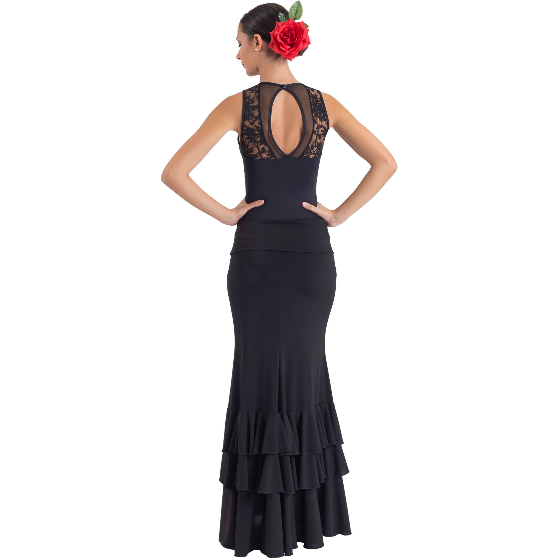 Falda Flamenco Negra Volantes