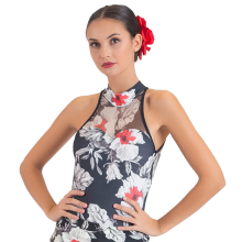 Flamenco printed sleeveless body, canesu in transparency 3140