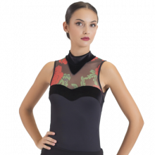 Leotard sleeveless with clec, printed transparency in top back and front 3157S