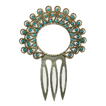 Flamenco metal comb with beads shaped circle 