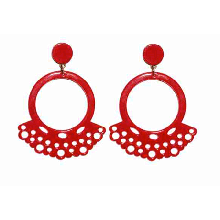 Pendientes para baile flamenco plastico de aros con decoración calada 77x62 mm 56257