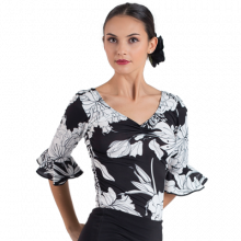Printed leotard sleeves with small ruffle in elbow E4755