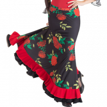 Flamenco printed lycra skirt two big insets, two ruffles EF251