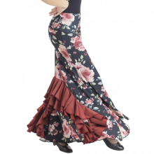 Printed basic flamenco skirt with 2 bow ruffles on the back EF293