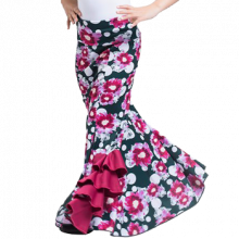 Flamenco printed skirt waisted but full with horizontal ruffles EF215