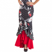 Printed flamenco skirt 3 irregular ruffles EF339
