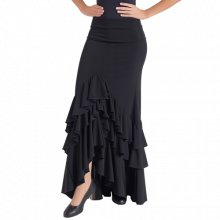Flamenco black skirt 3 irregular ruffles EF339