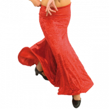Falda flamenca martelé entallada a medio muslo con godét trasero E3953