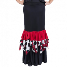 Flamenco Skirt with long yoke, 2 ruffles, one in peaks EF195