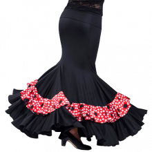Flamenco skirt with two ruffles, waisted at mid thigh