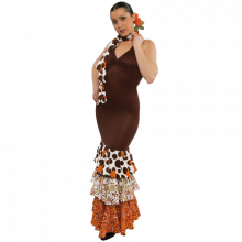 Vestido flamenca con espalda descubierta y tirante cogido al cuello E4493
