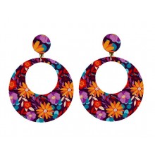 Enameled earings white spots and omega claps 80 mm