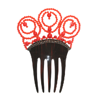 538106 Peineta para baile flamenco de acetato con bolas rojas