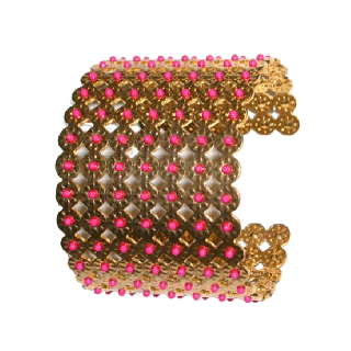 56284 Pulsera de metal dorada con bolitas
