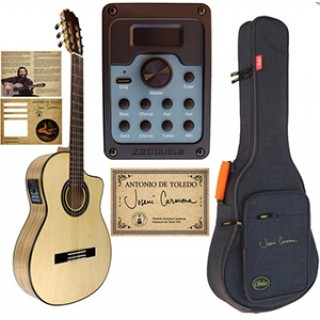 34726 Antonio de Toledo - Modelo Josemí Carmona Guitarra Flamenca Blanca con Cutaway y Previo con efectos y ecualizacíon