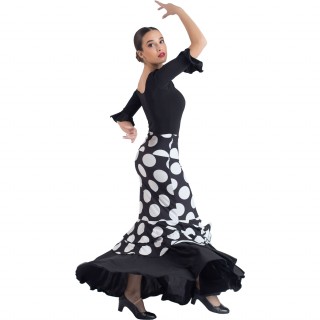 Falda estampada ajustada lunares 2 volantes grandes EF346