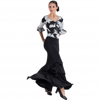 Falda negra ajustada 2 volantes grandes EF346