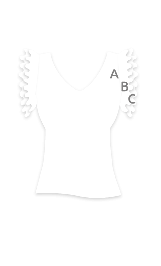E4559 Camiseta estampada para flamenco con doble volante en las sisas