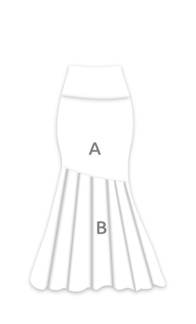 EF252 Falda con canesu diagonal vuelo de capa trincha ancha