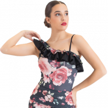Maillot estampado volantes escote diagonal, tirante izquierda 3174FP
