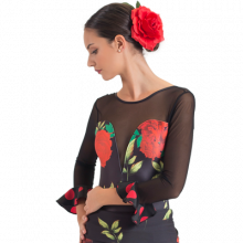 Maillot estampado flores transparencia manga 3/4 con volante 3180FP