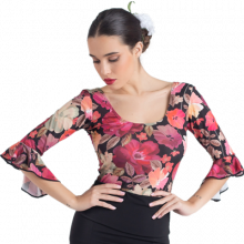 E4754 Camiseta estampada con manga al codo u volante