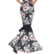 Falda LYCRA estampada con volante en diagonal EF130