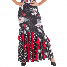 Falda ajustada lycra estampada con volantes colgando EF224