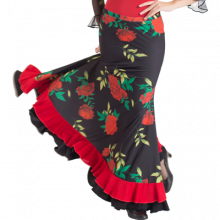 Falda lycra estampada dos palas anchas dos volantes al filo EF251