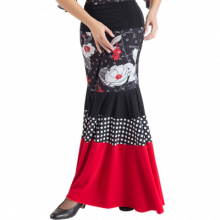 Falda estampada ajustada a rodilla 3 piezas en capas EF347