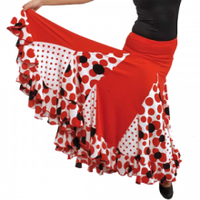 Falda flamenca para baile con godes, minigodes y volante EF075