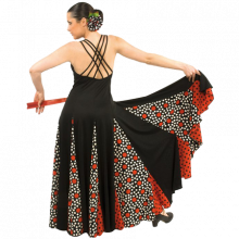 Vestido flamenca con 6 tirantes cruzados a espalda y vuelo de capa y media E4089