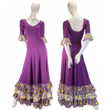 Vestido entallado con 3 volantes y 1 volante en las mangas V002