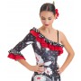 Maillot estampado 2 volantes escote diagonal, tirante izquierda 3179FP