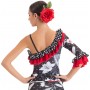 Maillot estampado 2 volantes escote diagonal, tirante izquierda 3179FP