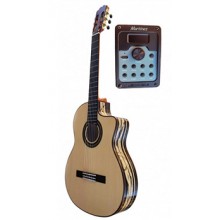 27552 Martinez MF7 CE Guitarra Flamenca de Ebano Blanco con Cutaway y Previo Double MD100