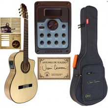 34726 Antonio de Toledo - Modelo Josemí Carmona Guitarra Flamenca Blanca con Cutaway y Previo con efectos y ecualizacíon