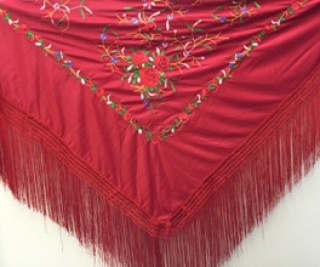 Mantón para baile flamenco de color rojo