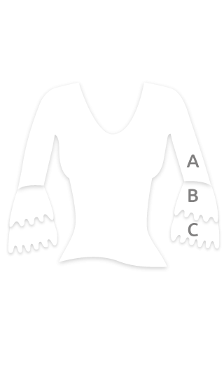 E4563 Camiseta flamenca con manga de 3/4 y doble volante