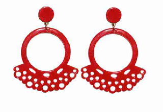 Pendientes para baile flamenco plastico de aros con decoración calada 77x62 mm 56257
