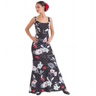 Falda flamenca LYCRA estampada con 3 godes el posterior más alto EF118