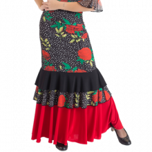 Falda estampada ajustada 2 volantes grandes EF346