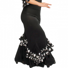 Falda flamenco con trincha entallada a medio muslo y volante en diagonal EF130