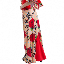 Falda flamenca para niña estampada entallada a medio muslo con godet trasero E3953