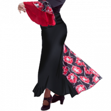 Falda flamenca con 3 godets entallada a medio muslo EF129