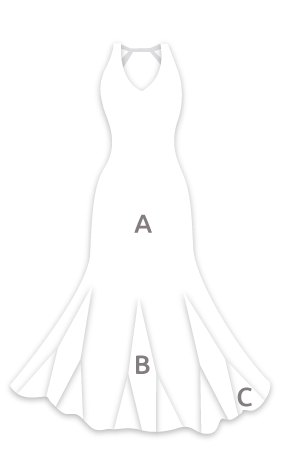 E4454 Vestido flamenca con amplio escote espalda y vuelo de 8 godets