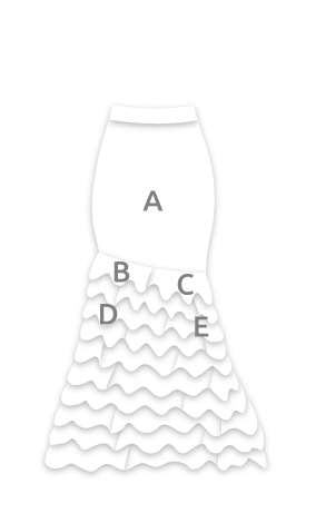 EF226 Falda ajustada con 10 volantes combinados