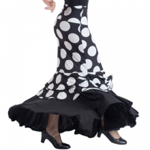 Falda estampada ajustada lunares 2 volantes grandes EF346