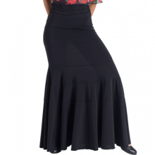 Falda negra ajustada a rodilla 3 piezas en capas EF347